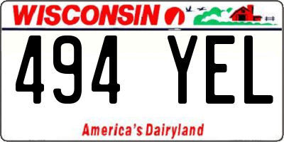 WI license plate 494YEL