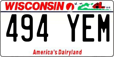 WI license plate 494YEM