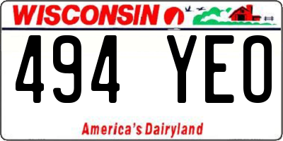 WI license plate 494YEO