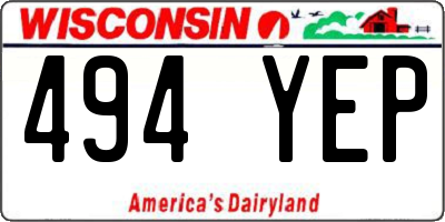 WI license plate 494YEP