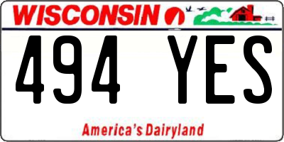 WI license plate 494YES