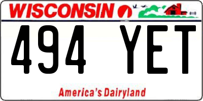 WI license plate 494YET