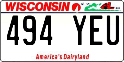 WI license plate 494YEU