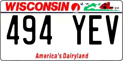 WI license plate 494YEV
