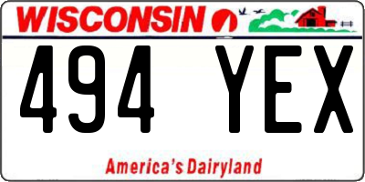 WI license plate 494YEX