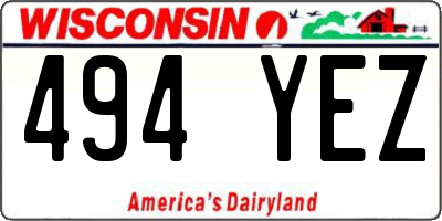 WI license plate 494YEZ