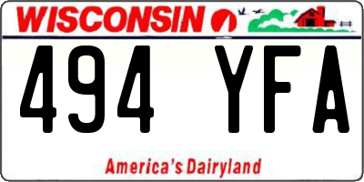 WI license plate 494YFA