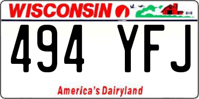 WI license plate 494YFJ
