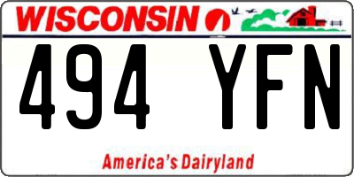 WI license plate 494YFN