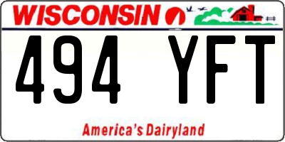 WI license plate 494YFT