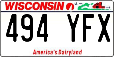 WI license plate 494YFX