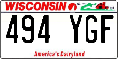 WI license plate 494YGF