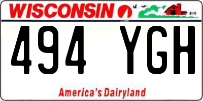 WI license plate 494YGH