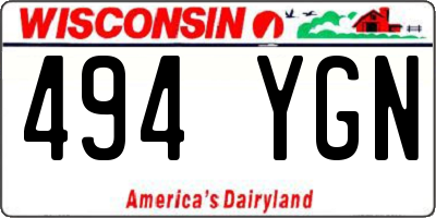 WI license plate 494YGN
