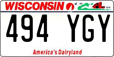 WI license plate 494YGY