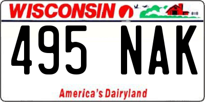 WI license plate 495NAK