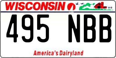 WI license plate 495NBB