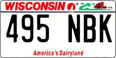 WI license plate 495NBK