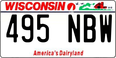 WI license plate 495NBW
