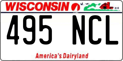 WI license plate 495NCL