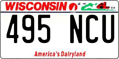 WI license plate 495NCU