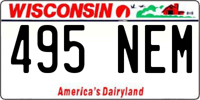 WI license plate 495NEM