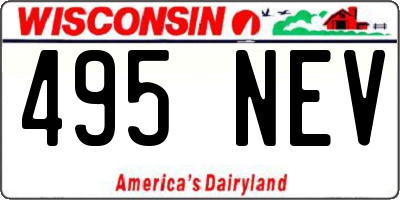 WI license plate 495NEV