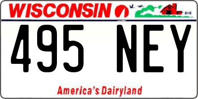 WI license plate 495NEY