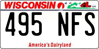 WI license plate 495NFS