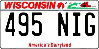 WI license plate 495NIG