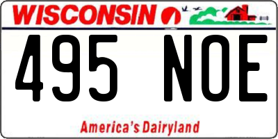 WI license plate 495NOE