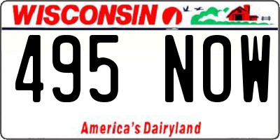 WI license plate 495NOW
