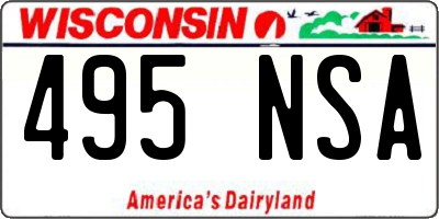WI license plate 495NSA