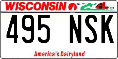 WI license plate 495NSK