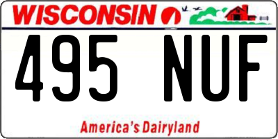 WI license plate 495NUF
