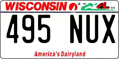 WI license plate 495NUX