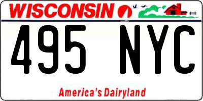 WI license plate 495NYC