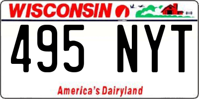 WI license plate 495NYT