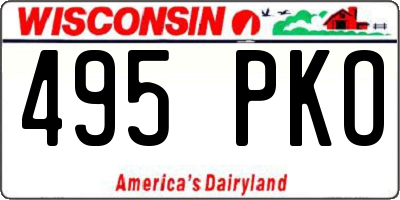 WI license plate 495PKO