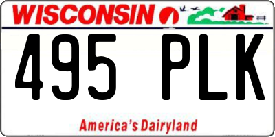 WI license plate 495PLK