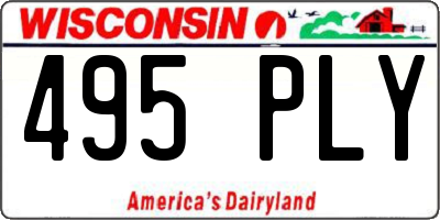 WI license plate 495PLY