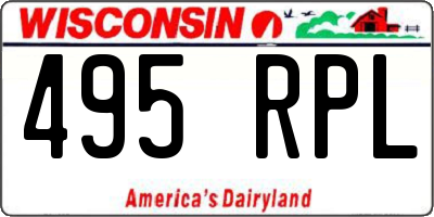WI license plate 495RPL