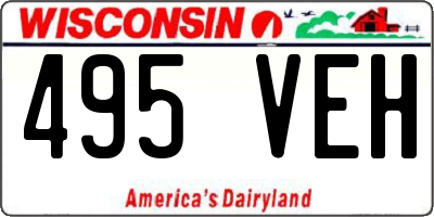WI license plate 495VEH