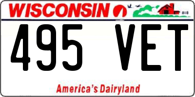 WI license plate 495VET