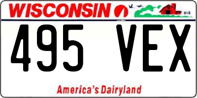 WI license plate 495VEX