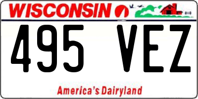 WI license plate 495VEZ