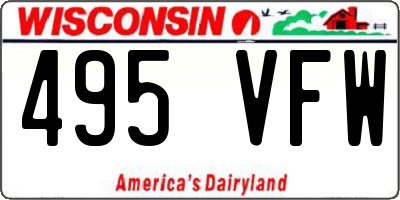 WI license plate 495VFW