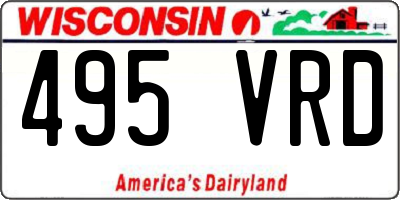 WI license plate 495VRD