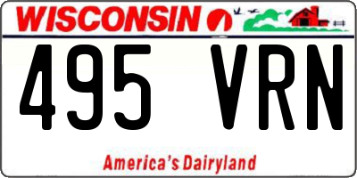 WI license plate 495VRN