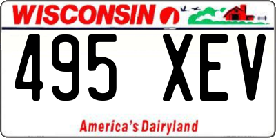 WI license plate 495XEV